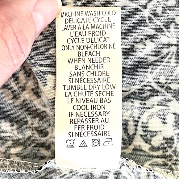 Max Studio A-Line Dress Size L Black & White Floral Print 3/4 Sleeves EUC - Picture 10 of 15